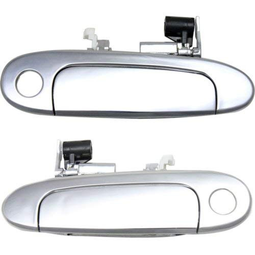 Evan Fischer Exterior Door Handles Set of 2 Front Left and Right Side Plastic Chrome W/Keyhole Compatible with Toyota Echo