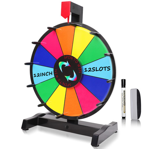 iElyiEsy Spinning Prize Wheel 12 Inch Tabletop Spin Wheel for Prizes with Stand, 12 Color Slots, Erasable Surface for Trade Show Carnival Party Fortune Game iElyiEsy Spinning Prize Wheel 12 Inch Tabletop Spin Wheel for Prizes with Stand, 12 Color Slots, Erasable Surface for Trade Show Carnival Party Fortune Game
