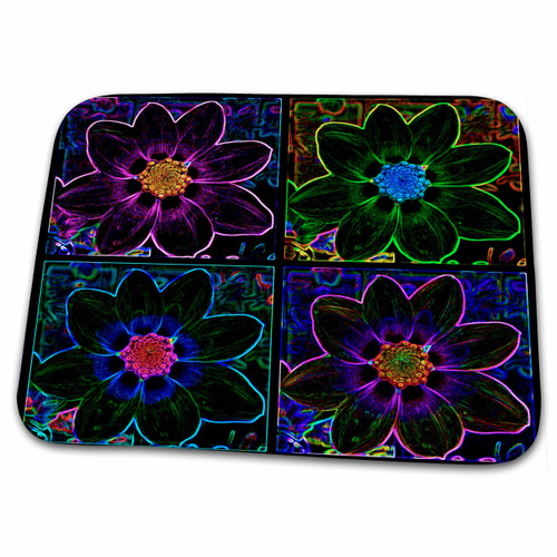3dRose Cosmos Flower Collage in Neon Glow - Bathroom Bath Rug Mats (rug-8092-1)