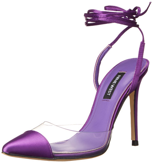 NINE WEST Women's FEREST3 Pump, Clear/Purple, 5.5