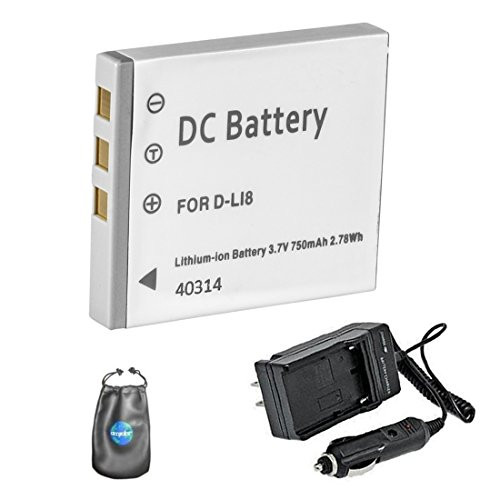 Amsahr S-DLI88 Digital Replacement Battery Plus Travel Charger for Pentax D-LI88, Optio H90, P70 with Lens Accessories Pouch (Gray)
