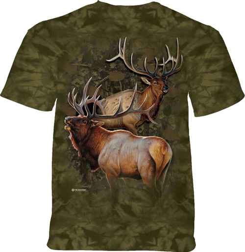 The Mountain Elk Duo Adult T-Shirt, Green, 4XL, 4X-Large