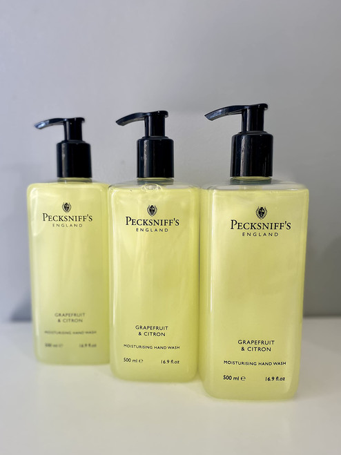 Set of 3 Pecksniff's Grapefruit & Citron Hand Wash 16.9 Fl Oz Each (Silver or Black Pump), Yellow, 16.9 Fl Oz 500 ML Each