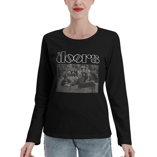 Rock Jim Music Morrison Singer Long Sleeve T Shirt Female Casual Tee Summer Cotton Crew Neck Shirts X-Large Black