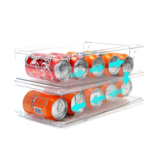 4 Layers Stackable Soda Can Organizer for Pantry Auto Roll Off Drink Organizer For Fridge Organizer and Storage Soda Can Dispenser For Refrigerator Fridge Organizer Bins Can Holder Pantry Storage