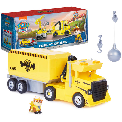 Paw Patrol, Rubble 2 in 1 Transforming X-Treme Truck with Excavator Toy, Crane Toy, Lights and Sounds, Action Figures, Kids Toys for Ages 3 and Up