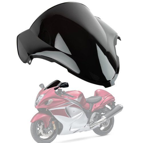 Windshield Windscreen Double Bubble for Suzuki Hayabusa GSXR1300 1996-2007 1996 1997 1998 1999 2000 2001 2002 2003 2004 2005 2006 2007 (Black)