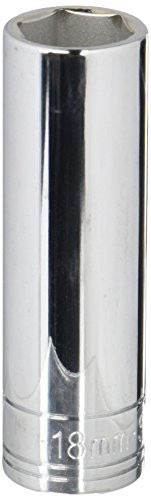 SK Hand Tool 40018 6 Point 18mm Drive Deep Socket, 1/2-Inch, Chrome