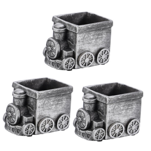 YARNOW 3pcs Cartoon Flowerpot Plant Pot Pots for Indoor Plants Mini Bonsai Flowerpot Flower Pot Ceramic Planter Car Succulent Pot Resin Pot Statue Decor Succulents Retro Car Cement