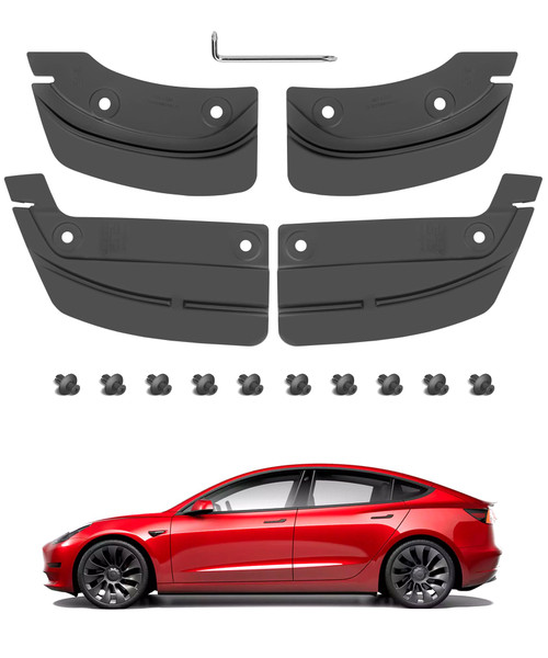 Mud Flaps for Tesla Model 3 2017-2023, Splash Guards Shields Dirty Fender with No Drilling Installation, Mudguards Fits Tight for Tesla 3, Mudflaps as Tesla Model 3 Accessoris TPE Material (Set of 4)