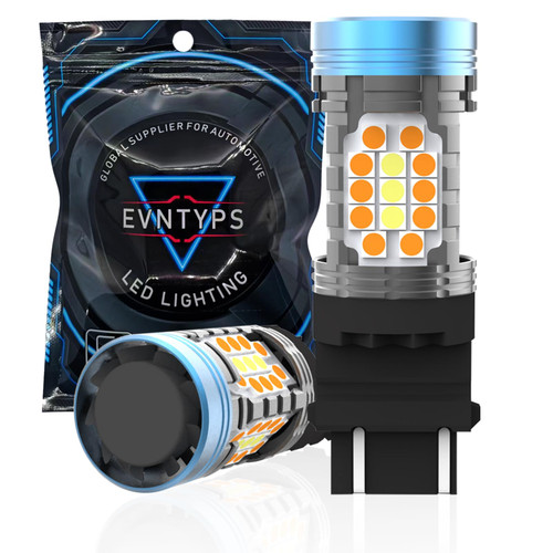 evntyps 3157 Switchback LED Bulb With Built In Resistor 4157 T25 Super Bright White and Amber Bulbs CANBUS Error Free Anti Hyper Flash 3457 switchback Turn Signals 4114 DRL Parking Light(2Pack