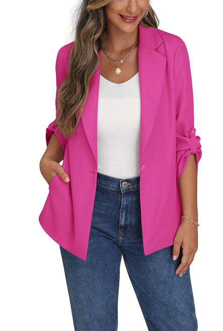 GRECERELLE Womens Casual Blazers Long Sleeve Lapel Open Front Work Office Jacket with Pockets(16, Hot Pink) GRECERELLE Womens Casual Blazers Long Sleeve Lapel Open Front Work Office Jacket with Pockets(16, Hot Pink)