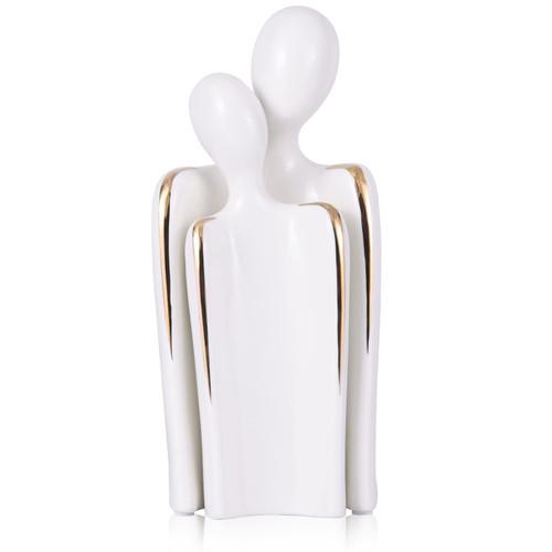 XIYOUQI Ceramic Couple Figurine Set of 2, White Abstract Art Lovers Hug Couples Statues, Ceramic Character Decoration Sculpture for Modern Home Decor, Living Room Office Bookshelf Bedroom Ornament XIYOUQI Ceramic Couple Figurine Set of 2, White Abstract Art Lovers Hug Couples Statues, Ceramic Character Decoration Sculpture for Modern Home Decor, Living Room Office Bookshelf Bedroom Ornament