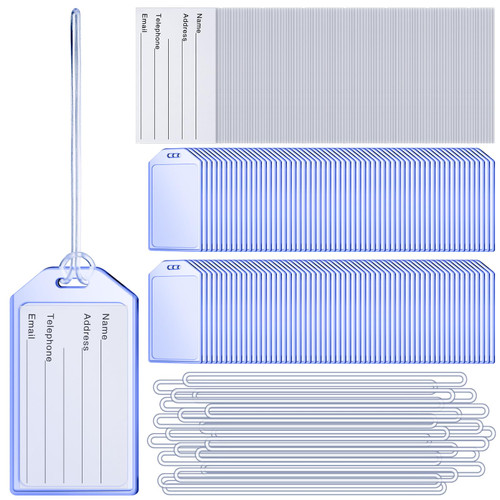 120 Pack Clear Luggage Tags with Loops Heavy Duty PVC Case Tags Suitcases Identification ID Card with Business Card Insert Window