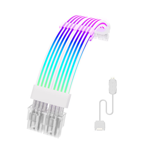 Sirlyr ARGB PC Cables,Strimmer 2 * 8 Pin Extension Cable,PC Graphic Card Power Supply,5V 3Pin Sync RGB GPU Cable