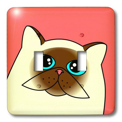 3dRose lsp_31221_2 The Curious Cat Himalayan with Blue Eyes Pink Double Toggle Switch