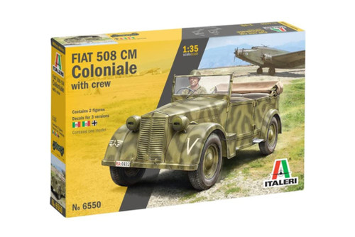 Italeri -6550 Fiat 508 CM Coloniale with Crew, 1:35 Scale, Model Kit, Plastic Model to Assemble, Modeling, Grey, IT6550