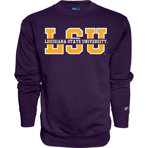Blue 84 Men's LSU Tigers Crewneck Sweatshirt Top Level Twill Applique, Team Color, Large Blue 84 Men's LSU Tigers Crewneck Sweatshirt Top Level Twill Applique, Team Color, Large