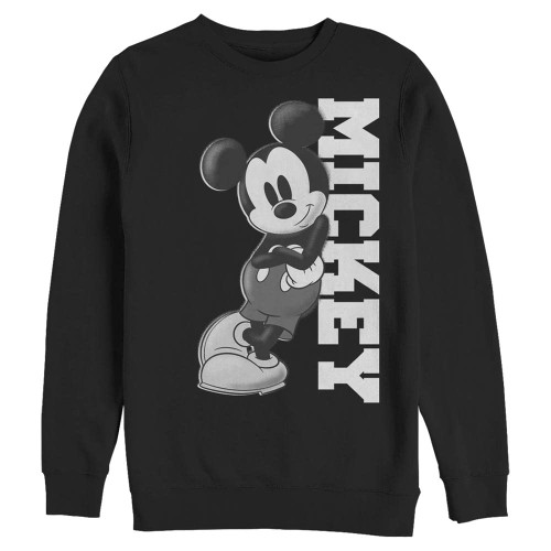Disney Big & Tall Classic Mickey Lean Mens Pullover Crew Fleece, Black