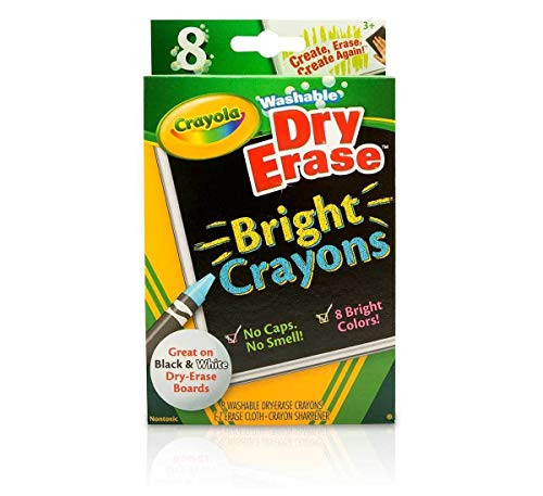 Crayola Washable Dry-Erase Crayons, 8 Classic Crayola Colors with Built In Sharpener & E-Z Erase Cloth Non-Toxic Art Tools for Kids & Toddlers 3 & Up, Easily Wipes Off Any Dry Erase Surface Crayola Washable Dry-Erase Crayons, 8 Classic Crayola Colors with Built In Sharpener & E-Z Erase Cloth Non-Toxic Art Tools for Kids & Toddlers 3 & Up, Easily Wipes Off Any Dry Erase Surface