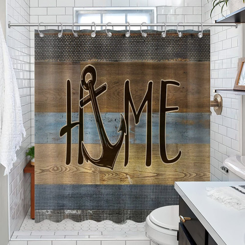 Nautical Beach Ocean Theme Underwater Anchor Bathroom Shower Curtain Under The Sea Octopus Crab Fish Shower Curtain for Bathroom Home Decorations Polyester Contemporary Bath Curtain with Holes 72x84