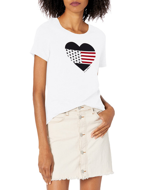 Tommy Hilfiger Women's Short Sleeve Crew Neck Logo T-Shirt, Bright White Heart, Extra Extra Large