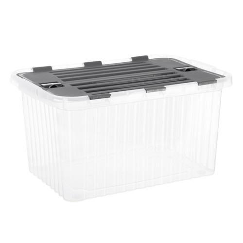 Superio Clear Storage Container with Lid, 35 Quart, Hinged Lid Storage Tote, Organizer Box for Closet, Home, Dorm