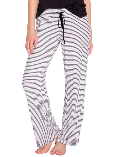PJ Salvage Women's Basic Open Leg Lounge Pant, Rayon Stripe, Medium