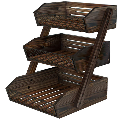 Dorhors Fruit Basket for Kitchen, 3 Tier Fruit Bowl for Kitchen Counter,Wooden Fruit Holder for Kitchen Countertop Dorhors Fruit Basket for Kitchen, 3 Tier Fruit Bowl for Kitchen Counter,Wooden Fruit Holder for Kitchen Countertop