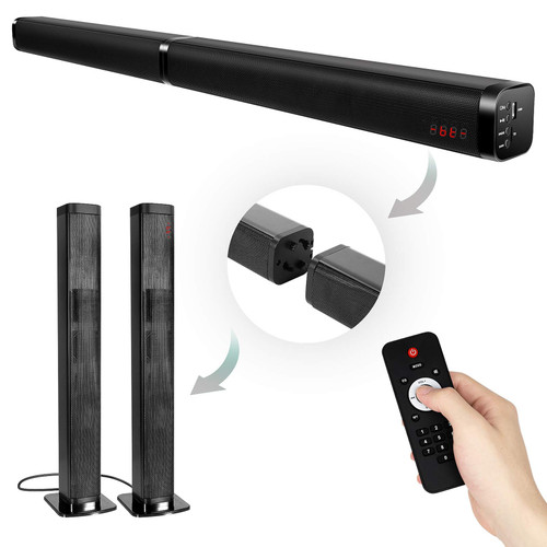 NA TV Sound bar, Bluetooth soundbar Speaker for tv with Surround Sound Home Theater System combinable Desgin, 4 Driver Speakers?tv/pc/Phone/Tablet Connection Remote Control?Wall Mountable NA TV Sound bar, Bluetooth soundbar Speaker for tv with Surround Sound Home Theater System combinable Desgin, 4 Driver Speakers?tv/pc/Phone/Tablet Connection Remote Control?Wall Mountable