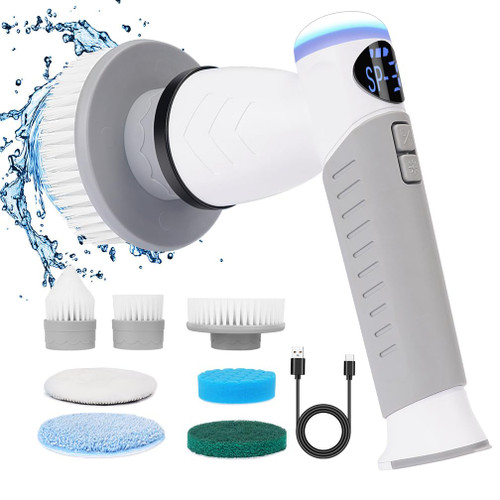 Electric Spin Scrubber - Rechargeable Bathroom Scrubber Cordless Shower Scrubber for Cleaning Tub/Tile/Floor/Sink/Window Power Scrubber with 7 Replaceable Cleaning Brush Heads, 3 Adjustable Speeds Electric Spin Scrubber - Rechargeable Bathroom Scrubber Cordless Shower Scrubber for Cleaning Tub/Tile/Floor/Sink/Window Power Scrubber with 7 Replaceable Cleaning Brush Heads, 3 Adjustable Speeds