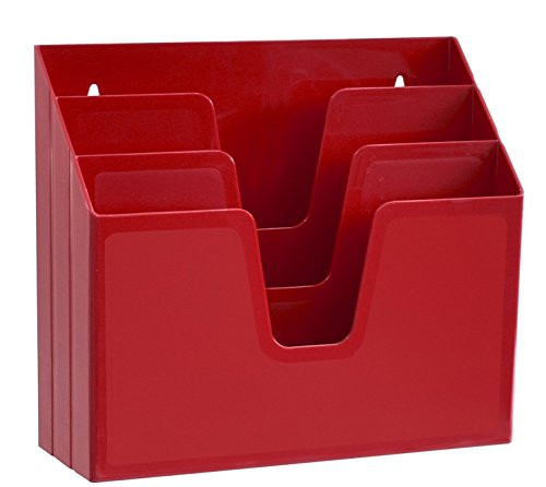 Acrimet Horizontal Triple File Folder Organizer (Solid Red Color)