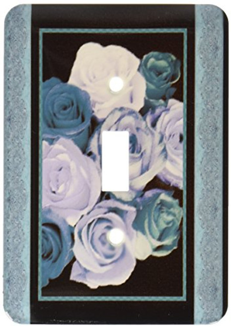 3dRose lsp_29800_1 Dreamy Hues Of Teal and Turquoise Roses with Ocean Blue Damask Ribbon Trim Single Toggle Switch