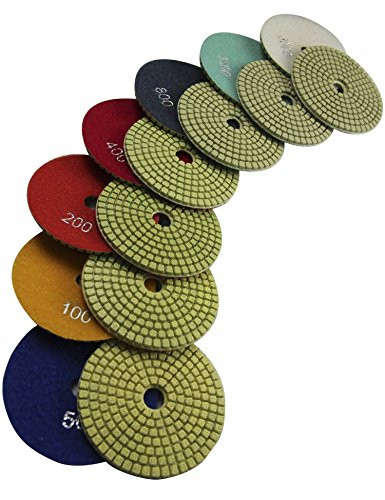 Konfor 4 Inch Wet Diamond Polishing Pads 7 Pcs Set Best of The Buffing Polishing Pad Kit for Marble, Granite, Concrete