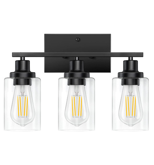 Bathroom Light Fixtures, 3-Light Bathroom Vanity Light, Matte Black Vanity Light with Clear Glass Shade, Modern Bathroom Lights Over Mirror, Vanity Lighting Fixtures for Bathroom, Living Room, Hallway Bathroom Light Fixtures, 3-Light Bathroom Vanity Light, Matte Black Vanity Light with Clear Glass Shade, Modern Bathroom Lights Over Mirror, Vanity Lighting Fixtures for Bathroom, Living Room, Hallway