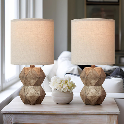 PORTRES 15.5" Farmhouse Small Table Lamp Set of 2 for Living Room Retro Bedside Lamps for Bedroom Rustic Nightstand Lamp Brown PORTRES 15.5" Farmhouse Small Table Lamp Set of 2 for Living Room Retro Bedside Lamps for Bedroom Rustic Nightstand Lamp Brown