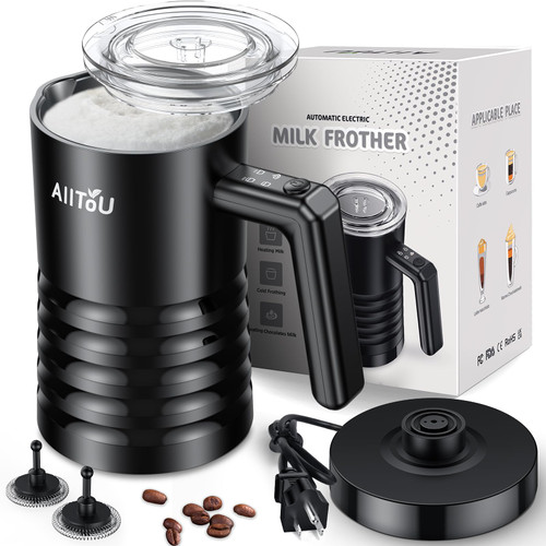 AllToU Milk Frother and Steamer, 4-in-1 Electric Milk Steamer, 350ml Automatic Hot and Cold Foam Maker and Milk Warmer for Coffee Latte, Cappuccinos, Macchiato AllToU Milk Frother and Steamer, 4-in-1 Electric Milk Steamer, 350ml Automatic Hot and Cold Foam Maker and Milk Warmer for Coffee Latte, Cappuccinos, Macchiato