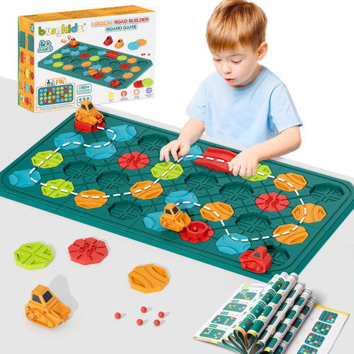 STEM Board Games Educational Learning Toys, Brain Teasers Puzzles Logical Road Builder, Montessori Preschool Birthdays Gifts for Kids Ages 3-8 Year Old