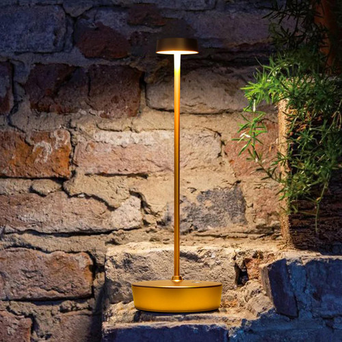 Cordless Table Lamp Rechargeable, Outdoor Waterproof Portable LED Table Light, Touch Dimmable, USB-C, Battery Desk Lamp for Home/Restaurant/Outside Dining/Dinner/Patio (1 Pack Gold)