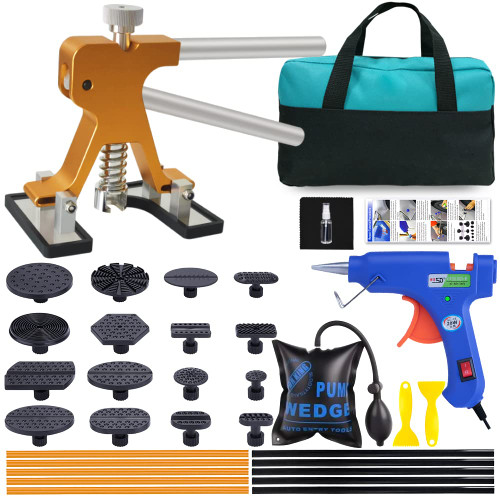 Auto Body Dent Puller Kit - Dent Puller, Paintless Dent Repair Tool with Golden Dent Puller, Car Dent Remover Tool for Car Dents Removal/Hail Damage Dents/Small Dents