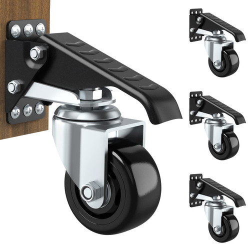 SOLEJAZZ Workbench Caster Wheels 920 LB Retractable Casters 3" Heavy Duty Retractable Wheels for Workbench, Side Mount Casters All Steel Construction Urethane Table Wheels, 4 Casters