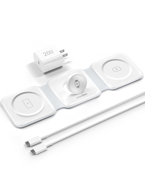 3-in-1-Wireless-Charger-for-Magsafe-iPhone 15/14/13/12 Apple Watch Airpods, Foldable-Travel-Charging-Station with Evolved Pro Magnetic Pad, Portable Essentials for Multiple-Devices Accessories