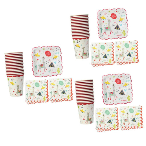 Healeved 3 Sets suit plate disposable paper plates birthday paper tableware disposable paper tableware party paper plate paper paper napkin paper tray alpaca Healeved 3 Sets suit plate disposable paper plates birthday paper tableware disposable paper tableware party paper plate paper paper napkin paper tray alpaca