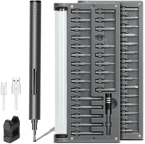 Mini Electric Screwdriver, Small Portable Cordless Power Screwdriver Set with 55 Precision Bits & LED Light & Magnetic Mat, Handy Repair Tool for Phone Watch Camera Laptop Mini Electric Screwdriver, Small Portable Cordless Power Screwdriver Set with 55 Precision Bits & LED Light & Magnetic Mat, Handy Repair Tool for Phone Watch Camera Laptop