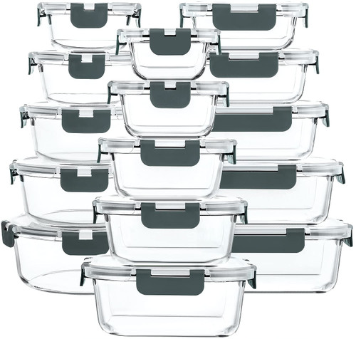 M MCIRCO 30 Pieces Glass Food Storage Containers with Upgraded Snap Locking Lids - Airtight Containers, Microwave, Oven, Freezer and Dishwasher Friendly Meal Prep/Lunch Containers Set M MCIRCO 30 Pieces Glass Food Storage Containers with Upgraded Snap Locking Lids - Airtight Containers, Microwave, Oven, Freezer and Dishwasher Friendly Meal Prep/Lunch Containers Set