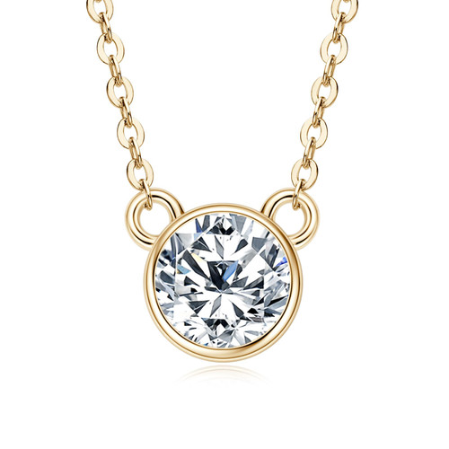 WOAINI Moissanite Necklaces for Women, 1CT D-E Color VVS1 Clarity Moissanite Diamond Pendant, 18K White Gold Plated Necklace, GRA Certified, 16 inch + 2 inch, Yellow