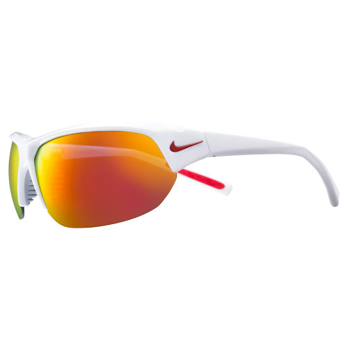 Nike EV1125-106 Skylon Ace Sunglasses Shiny White Frame Color, Grey with Red Mirror Lens Tint