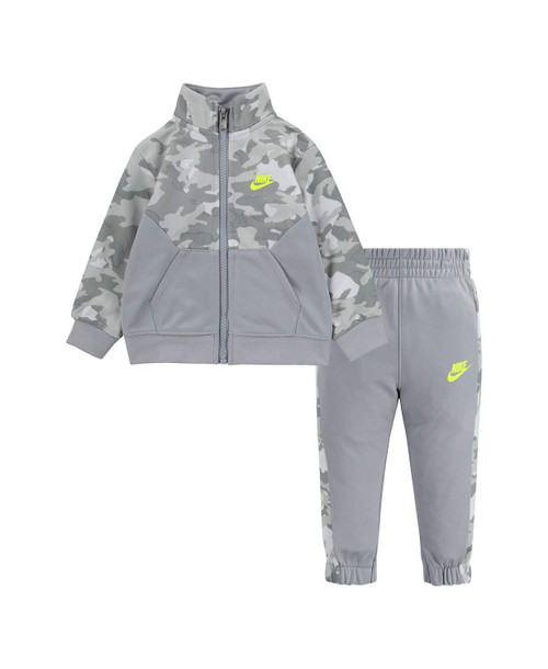 Nike Boy`s Therma Dri Fit Jacket & Pants 2 Piece Set (Light Grey(76H109-G6U)/Volt, 4T Toddler)