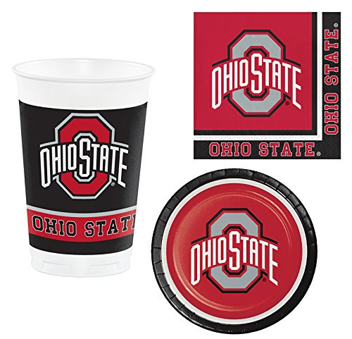 The Ohio State University Party & Tailgate Kit: Bundle Includes Plates, Napkins, and Cups for 8 Guests