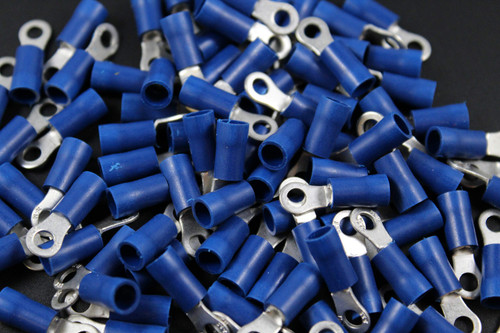 14-16 Gauge Vinyl Ring # 6 Connector 500 PK Blue Crimp Terminal AWG CAR SUV
